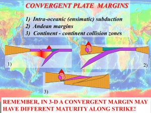 CONVERGENT PLATE  MARGINS 1) Intra-oceanic (ensimatic) subduction 2) Andean margins
