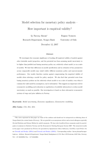 Model selection for monetary policy analysis – Q. Farooq Akram Ragnar Nymoen