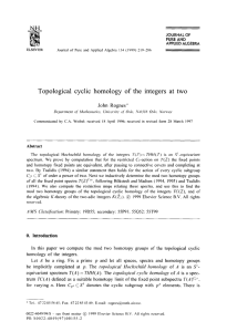 Topological cyclic  homology  of  the  integers ... John  Rognes  * two