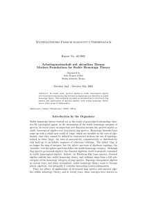 Mathematisches Forschungsinstitut Oberwolfach Arbeitsgemeinschaft mit aktuellem Thema: