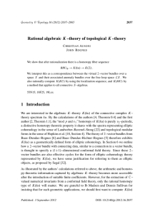 K –theory of topological K –theory Rational algebraic C A