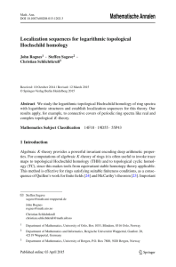 Mathematische Annalen Localization sequences for logarithmic topological Hochschild homology