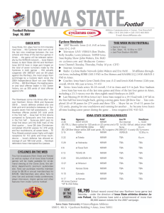 IOWA STATE Football Release Sept. 10, 2007