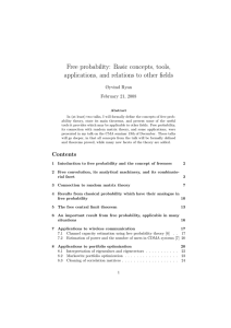 Free probability: Basic concepts, tools, applications, and relations to other fields