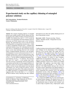Experimental study on the capillary thinning of entangled polymer solutions ORIGINAL CONTRIBUTION
