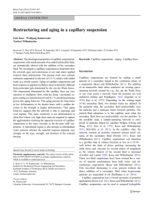 Restructuring and aging in a capillary suspension ORIGINAL CONTRIBUTION Erin Koos Wolfgang Kannowade