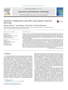 Fabrication of highly porous glass ﬁlters using capillary suspension processing Johannes Maurath ,