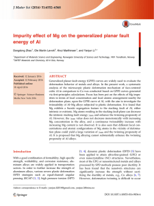 Impurity effect of Mg on the generalized planar fault Dongdong Zhao