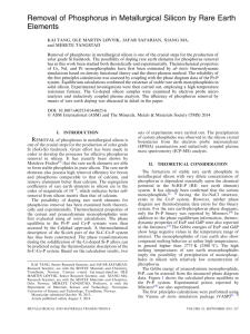 Removal of Phosphorus in Metallurgical Silicon by Rare Earth Elements