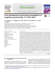 X-ray photoelectron spectroscopy investigation of eTieH thin films magnetron sputtered Mg I.J.T. Jensen