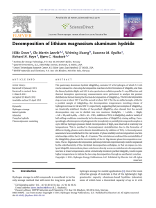Decomposition of lithium magnesium aluminum hydride Hilde Grove , , Weiming Huang