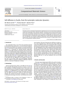 Self-diffusion in Zn Sb from ﬁrst-principles molecular dynamics Ole Martin Løvvik