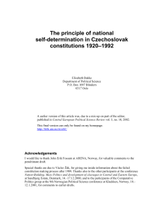 The principle of national self-determination in Czechoslovak constitutions 1920–1992