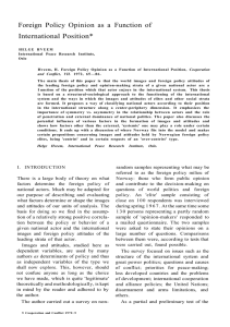 Foreign Policy Opinion as a Function of International Position*