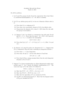 Algebra Qualifying Exam March 14, 2015 Do all five problems.