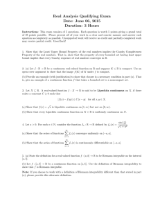 Real Analysis Qualifying Exam Date: June 06, 2015 Duration: 3 Hours