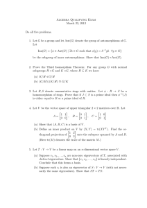 Algebra Qualifying Exam March 23, 2013 Do all five problems.