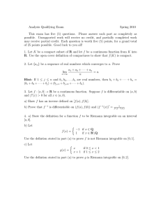 Analysis Qualifying Exam Spring 2010 This exam has five (5) questions.