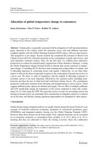 Allocation of global temperature change to consumers Jonas Karstensen Glen P. Peters