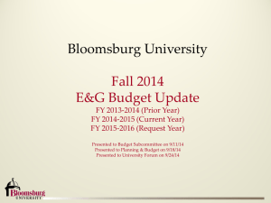 Bloomsburg University Fall 2014 E&amp;G Budget Update FY 2013-2014 (Prior Year)