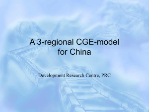 A 3-regional CGE-model for China Development Research Centre, PRC