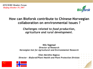 How can Bioforsk contribute to Chinese-Norwegian collaboration on environmental issues ?