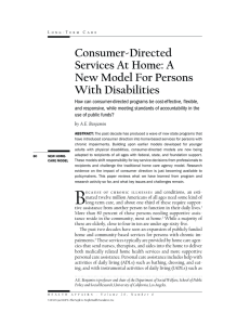 Consumer-Directed Services At Home: A New Model For Persons With Disabilities