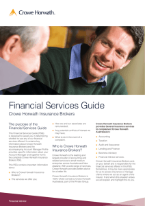 Financial Services Guide Crowe Horwath Insurance Brokers The purpose of the