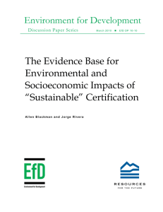 Environment for Development The Evidence Base for Environmental and Socioeconomic Impacts of