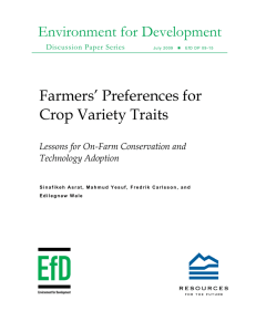 Environment for Development Farmers’ Preferences for Crop Variety Traits