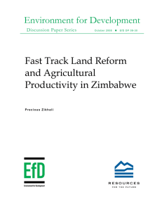 Environment for Development Fast Track Land Reform and Agricultural Productivity in Zimbabwe