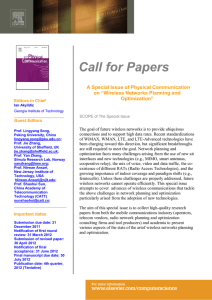 Call for Papers  A Special Issue of Physical Communication