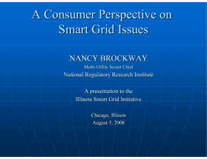 A Consumer Perspective on Smart Grid Issues NANCY BROCKWAY National Regulatory Research Institute