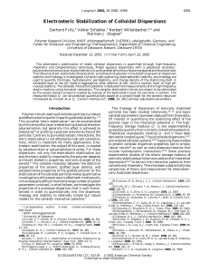 Electrosteric Stabilization of Colloidal Dispersions Gerhard Fritz, Volker Scha¨dler, Norbert Willenbacher,*