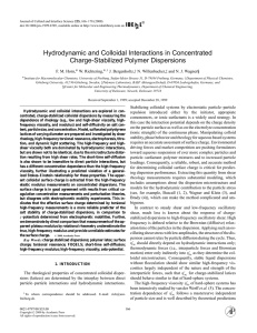 Hydrodynamic and Colloidal Interactions in Concentrated Charge-Stabilized Polymer Dispersions J. Bergenholtz,