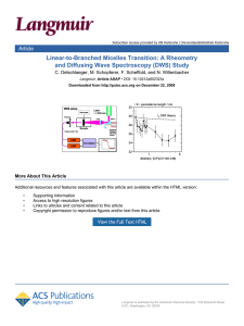 Linear-to-Branched Micelles Transition: A Rheometry and Diffusing Wave Spectroscopy (DWS) Study Article