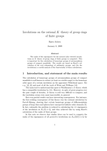 Involutions on the rational K–theory of group rings of finite groups