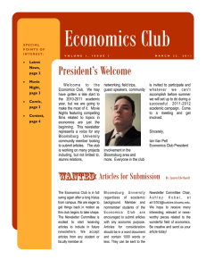 Economics Club President’s Welcome