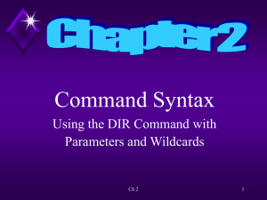 Command Syntax Using the DIR Command with Parameters and Wildcards Ch 2