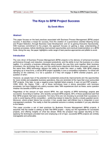 The Keys to BPM Project Success By Derek Miers  Abstract