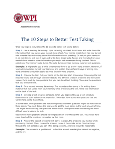 The 10 Steps to Better Test Taking  Academic Resources