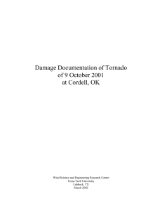 Damage Documentation of Tornado of 9 October 2001 at Cordell, OK