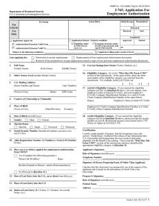 I-765, Application For Employment Authorization For USCIS
