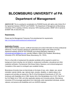 BLOOMSBURG UNIVERSITY of PA Department of Management