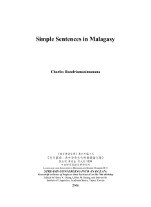 Simple Sentences in Malagasy Charles Randriamasimanana
