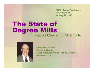 The State of Degree Mills Report Card on U.S. Efforts