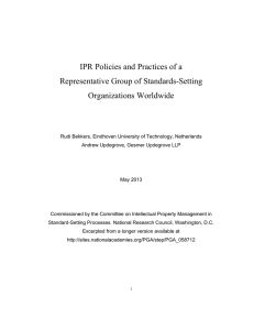 IPR Policies and Practices of a Representative Group of Standards-Setting Organizations Worldwide
