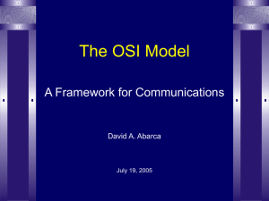 The OSI Model A Framework for Communications David A. Abarca July 19, 2005