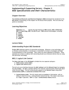 IEEE Specifications and their Characteristics Chapter Overview Learning Objectives