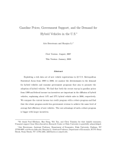 Gasoline Prices, Government Support, and the Demand for ∗